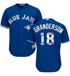 Men's Majestic Toronto Blue Jays #18 Curtis Granderson Authentic Blue Team Logo Fashion MLB Jersey