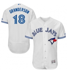 Men's Majestic Toronto Blue Jays #18 Curtis Granderson White Home Flex Base Authentic Collection MLB Jersey
