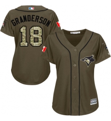 Women's Majestic Toronto Blue Jays #18 Curtis Granderson Replica Green Salute to Service MLB Jersey