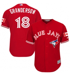 Youth Majestic Toronto Blue Jays #18 Curtis Granderson Authentic Scarlet Alternate MLB Jersey