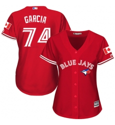 Women's Majestic Toronto Blue Jays #74 Jaime Garcia Authentic Scarlet Alternate MLB Jersey