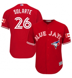 Men's Majestic Toronto Blue Jays #26 Yangervis Solarte Replica Scarlet Alternate Cool Base MLB Jersey