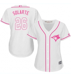 Women's Majestic Toronto Blue Jays #26 Yangervis Solarte Authentic White Fashion Cool Base MLB Jersey