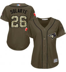 Women's Majestic Toronto Blue Jays #26 Yangervis Solarte Replica Green Salute to Service MLB Jersey