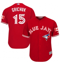 Youth Majestic Toronto Blue Jays #15 Randal Grichuk Authentic Scarlet Alternate MLB Jersey