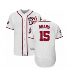 Men's Washington Nationals #15 Matt Adams White Home Flex Base Authentic Collection 2019 World Series Champions Baseball Jersey