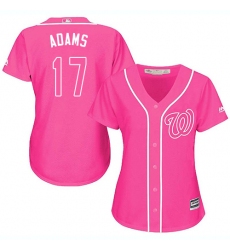 Women's Majestic Washington Nationals #17 Matt Adams Replica Pink Fashion Cool Base MLB Jersey