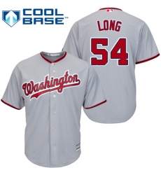 Men's Majestic Washington Nationals #54 Kevin Long Replica Grey Road Cool Base MLB Jersey