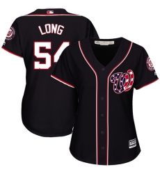 Women's Majestic Washington Nationals #54 Kevin Long Authentic Navy Blue Alternate 2 Cool Base MLB Jersey