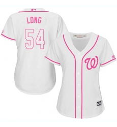 Women's Majestic Washington Nationals #54 Kevin Long Replica White Fashion Cool Base MLB Jersey