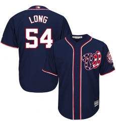 Youth Majestic Washington Nationals #54 Kevin Long Authentic Navy Blue Alternate 2 Cool Base MLB Jersey