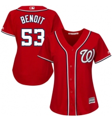 Women's Majestic Washington Nationals #53 Joaquin Benoit Authentic Red Alternate 1 Cool Base MLB Jersey