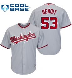 Youth Majestic Washington Nationals #53 Joaquin Benoit Replica Grey Road Cool Base MLB Jersey