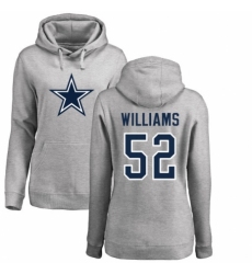 NFL Women's Nike Dallas Cowboys #52 Connor Williams Ash Name & Number Logo Pullover Hoodie