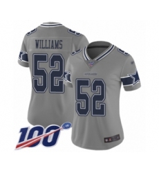 Women's Dallas Cowboys #52 Connor Williams Limited Gray Inverted Legend 100th Season Football Jersey