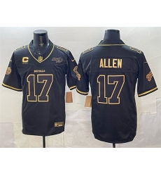 Men's Buffalo Bills #17 Josh Allen Black Gold 2025 F.U.S.E. “Rivalries” With Bills Mafia & 4-Star C Vapor Limited Football Stitched Jersey