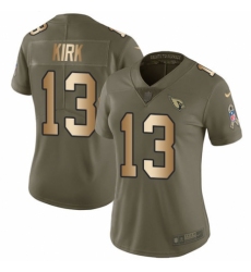 Women's Nike Arizona Cardinals #13 Christian Kirk Limited Olive/Gold 2017 Salute to Service NFL Jersey