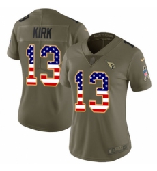 Women's Nike Arizona Cardinals #13 Christian Kirk Limited Olive/USA Flag 2017 Salute to Service NFL Jersey