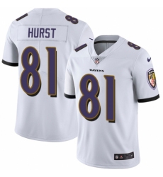 Men's Nike Baltimore Ravens #81 Hayden Hurst White Vapor Untouchable Limited Player NFL Jersey