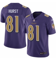 Youth Nike Baltimore Ravens #81 Hayden Hurst Limited Purple Rush Vapor Untouchable NFL Jersey
