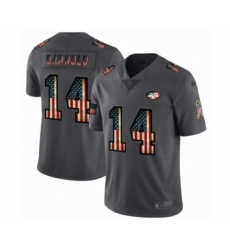 Men's New York Jets #14 Sam Darnold Limited Black USA Flag 2019 Salute To Service Football Jersey