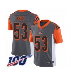 Men's Cincinnati Bengals #53 Billy Price Limited Silver Inverted Legend 100th Season Football Jersey