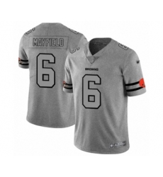 Men's Cleveland Browns #6 Baker Mayfield Limited Gray Team Logo Gridiron Football Jersey