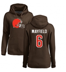 NFL Women's Nike Cleveland Browns #6 Baker Mayfield Brown Name & Number Logo Pullover Hoodie