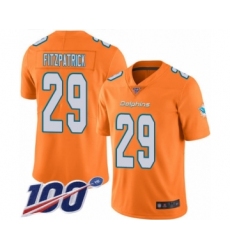 Men's Miami Dolphins #29 Minkah Fitzpatrick Limited Orange Rush Vapor Untouchable 100th Season Football Jersey