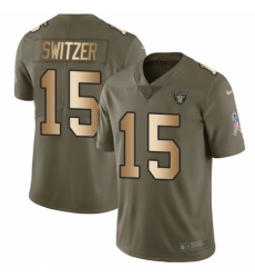 Youth Nike Oakland Raiders #15 Ryan Switzer Limited Olive/Gold 2017 Salute to Service NFL Jersey