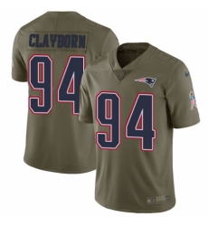 Youth Nike New England Patriots #94 Adrian Clayborn Limited Olive 2017 Salute to Service NFL Jersey