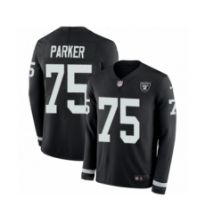Men's Nike Oakland Raiders #75 Brandon Parker Limited Black Therma Long Sleeve NFL Jersey