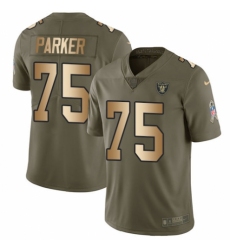 Youth Nike Oakland Raiders #75 Brandon Parker Limited Olive/Gold 2017 Salute to Service NFL Jersey