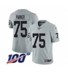 Youth Oakland Raiders #75 Brandon Parker Limited Silver Inverted Legend 100th Season Football Jersey