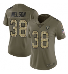 Women's Nike Oakland Raiders #38 Nick Nelson Limited Olive Camo 2017 Salute to Service NFL Jersey