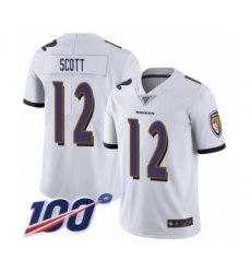 Men's Baltimore Ravens #12 Jaleel Scott White Vapor Untouchable Limited Player 100th Season Football Jersey