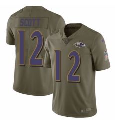Men's Nike Baltimore Ravens #12 Jaleel Scott Limited Olive 2017 Salute to Service NFL Jersey