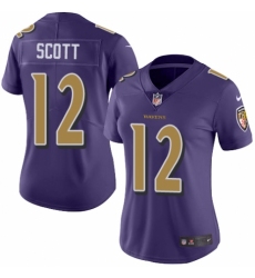 Women's Nike Baltimore Ravens #12 Jaleel Scott Limited Purple Rush Vapor Untouchable NFL Jersey
