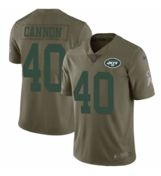 Men's Nike New York Jets #40 Trenton Cannon Limited Olive 2017 Salute to Service NFL Jersey