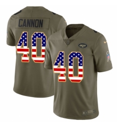 Youth Nike New York Jets #40 Trenton Cannon Limited Olive/USA Flag 2017 Salute to Service NFL Jersey