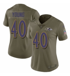 Women's Nike Baltimore Ravens #40 Kenny Young Limited Olive 2017 Salute to Service NFL Jersey