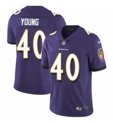 Youth Nike Baltimore Ravens #40 Kenny Young Purple Team Color Vapor Untouchable Limited Player NFL Jersey