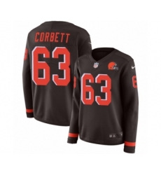 Women's Nike Cleveland Browns #63 Austin Corbett Limited Brown Therma Long Sleeve NFL Jersey