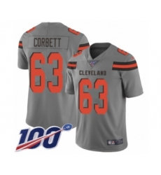 Youth Cleveland Browns #63 Austin Corbett Limited Gray Inverted Legend 100th Season Football Jersey