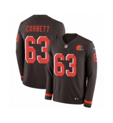 Youth Nike Cleveland Browns #63 Austin Corbett Limited Brown Therma Long Sleeve NFL Jersey