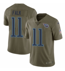 Men's Nike Tennessee Titans #11 Luke Falk Limited Olive 2017 Salute to Service NFL Jersey