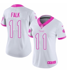 Women's Nike Tennessee Titans #11 Luke Falk Limited White/Pink Rush Fashion NFL Jersey