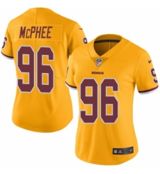 Women's Nike Washington Redskins #96 Pernell McPhee Limited Gold Rush Vapor Untouchable NFL Jersey