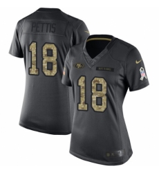 Women's Nike San Francisco 49ers #18 Dante Pettis Limited Black 2016 Salute to Service NFL Jersey