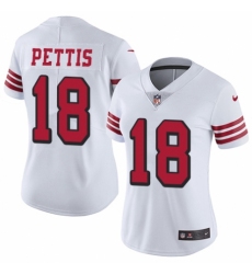 Women's Nike San Francisco 49ers #18 Dante Pettis Limited White Rush Vapor Untouchable NFL Jersey